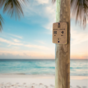 wood wall stand natural QR & NFC (beach)