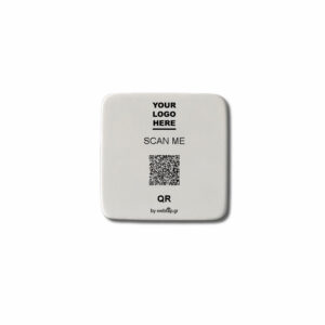 wood QR stand silver