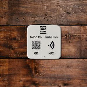 Wood Stand Silver QR & NFC